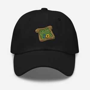 Embroidered Dad Hat, Frog on Toast Baseball Cap, Adjustable Unisex Hat, Perfect Gift for Frog Lovers, Fun and Unique Design