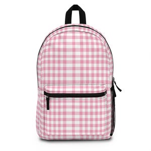 Pink Gingham Backpack: Trendy Girls School Bag, Stylish Travel Tote