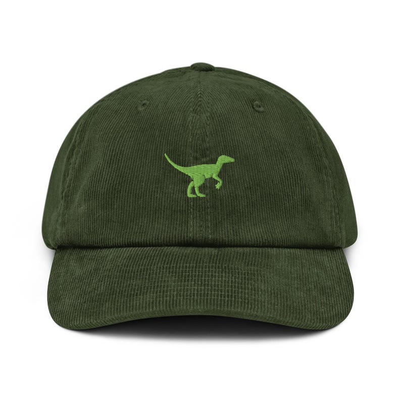 Riding Raptor Yellow Hat Velociraptor Dinosaur Corduroy Hat, Embroidered Dinosaur Hat ...