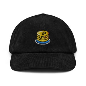 Pancakes Corduroy Hat, Embroidered Food Dad Baseball Cap, Pancake Lover Birthday Gift, Unisex Adjustable 6Panel Unstructured Multiple Colors