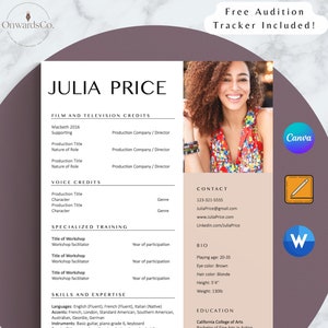 Professional Actor Resume Template Canva Editable 8x10 Child Actor Resume with Photo Word Dancer Resume Theatre Film Credits for Auditions