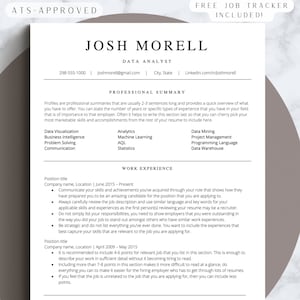 Data Analyst Resume Template Google Docs Data Scientist ATS Friendly CV Template Clean and Concise Layout for Job Application Resume Word