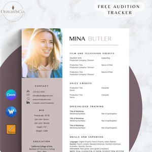 Acting Resume Template Modern Theatre Actor Resume Modelling Resume Dancer Auditions Editable Actor Canva Template 8x10 Child Actor Audition