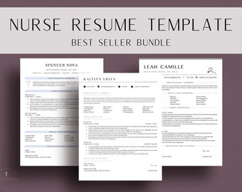 Nurse Resume Template Bundle ATS Friendly RN Resume Nurse Practitioner CV Template Medical Assistant Resume Physician New Grad Nurse Resume