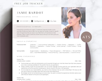 Plantilla de currículum fotográfico moderno y elegante con formato de CV con imagen Lebenslauf Vorlage mit Bild Moderne Eleganter Lebenslauf mit Foto ATS Friendly