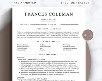 Google Docs Resume Template Data Analyst ATS Friendly CV Template Modern Clean Layout Job Application Resume Google Docs Software Developer