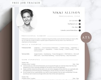 Plantilla de CV amigable con ATS con foto Plantilla de CV Word Professioneller Lebenslauf mit Bild Kreativer CV mit Foto CV moderno Diseño único