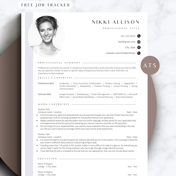 ATS Friendly Resume Template with Photo CV Template Word Professioneller Lebenslauf mit Bild Kreativer CV mit Foto Modern cv Unique Design