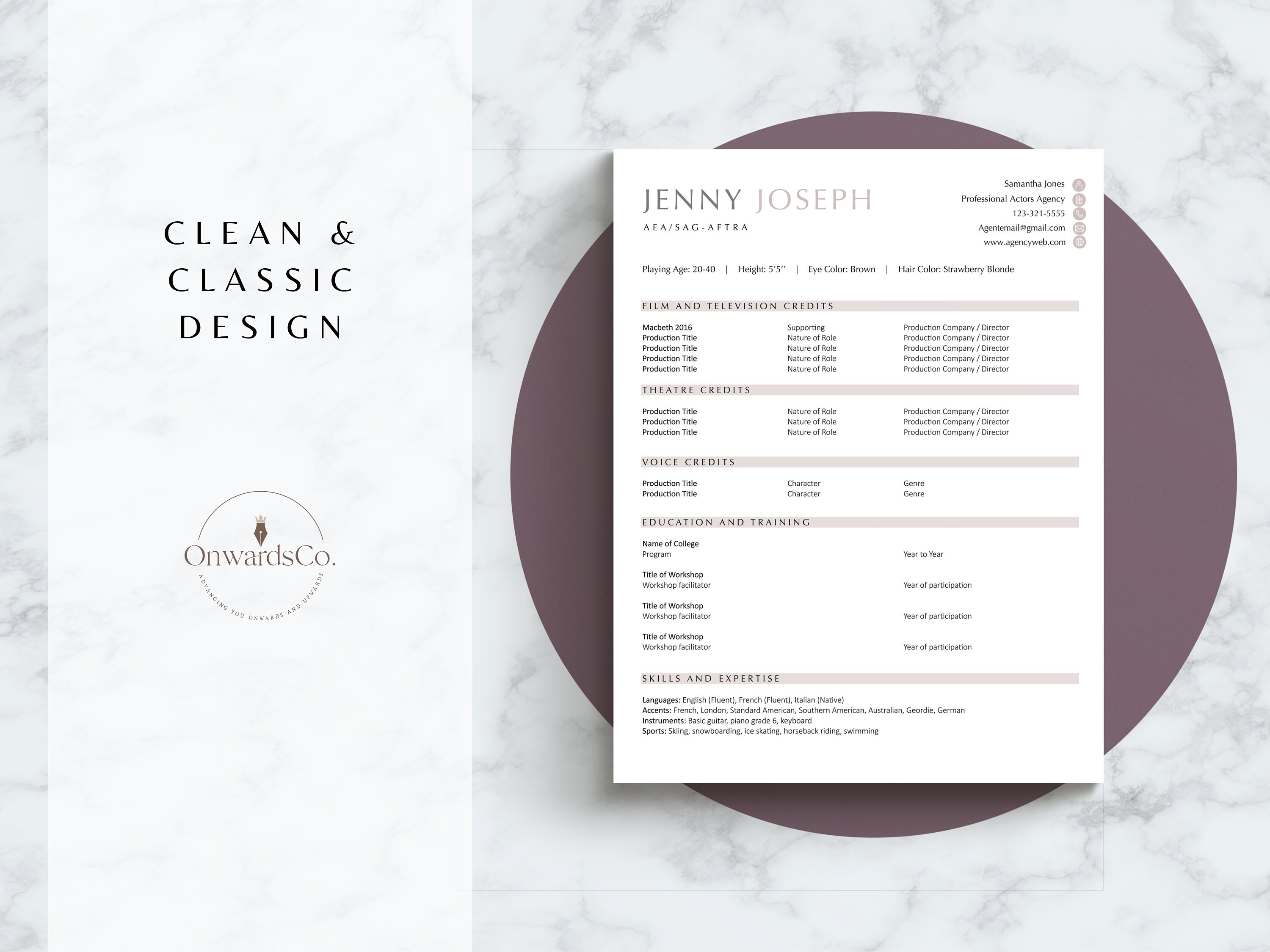 Actor Resume Bundle Canva Actor Resume Templates Dancer Resume Musical ...