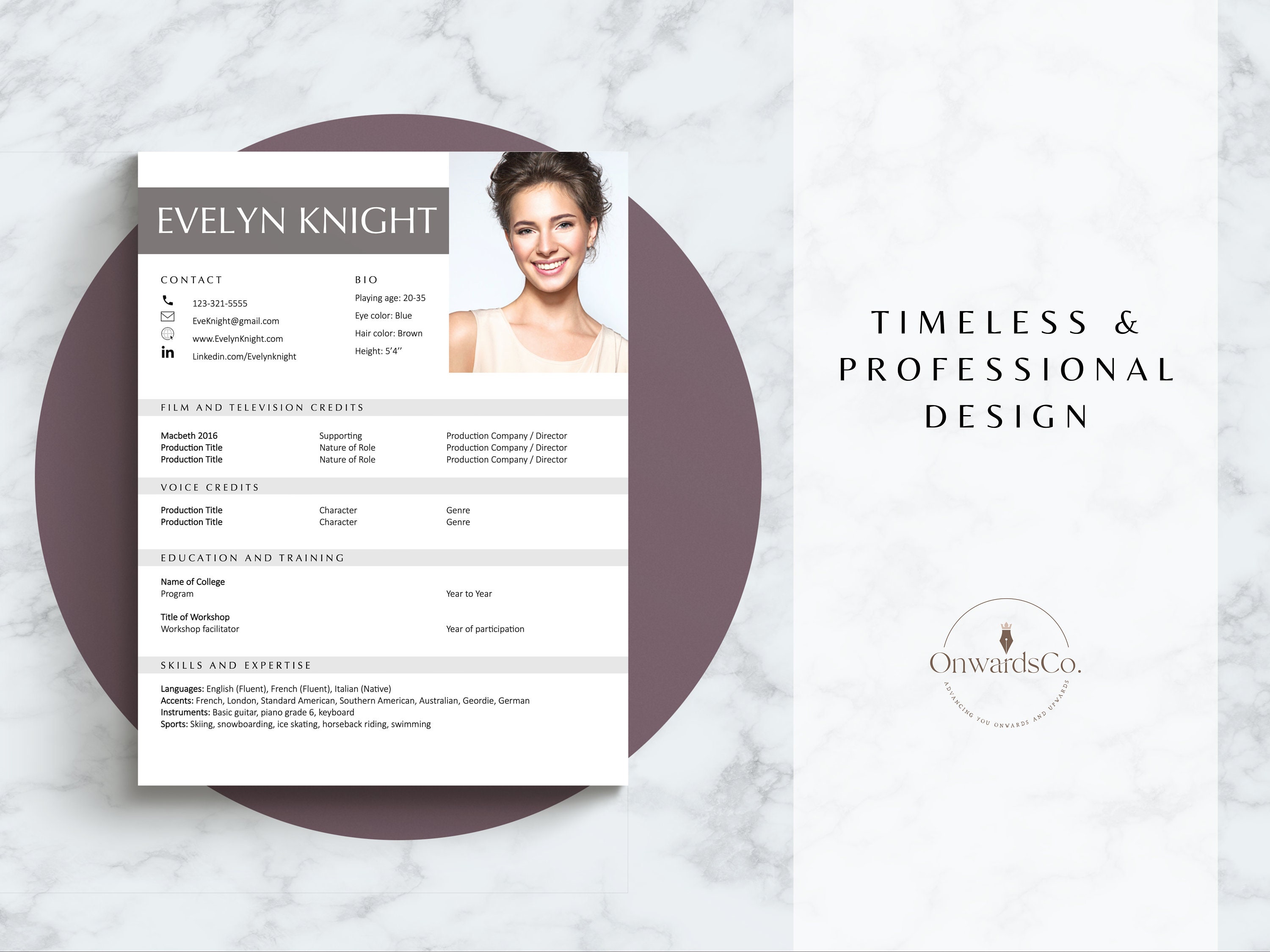 Actor Resume Bundle Canva Actor Resume Templates Dancer Resume Musical ...