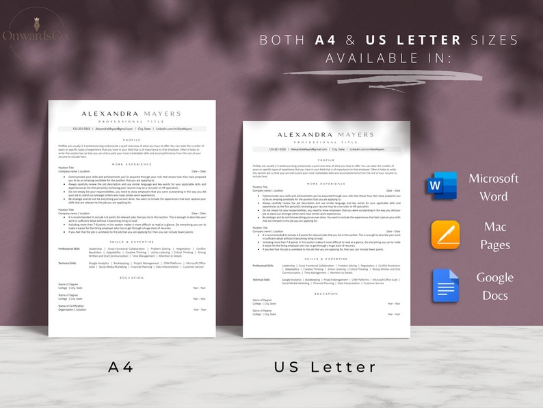 CV Resume Template Google Docs ATS Friendly Modern Resume CV Template ...