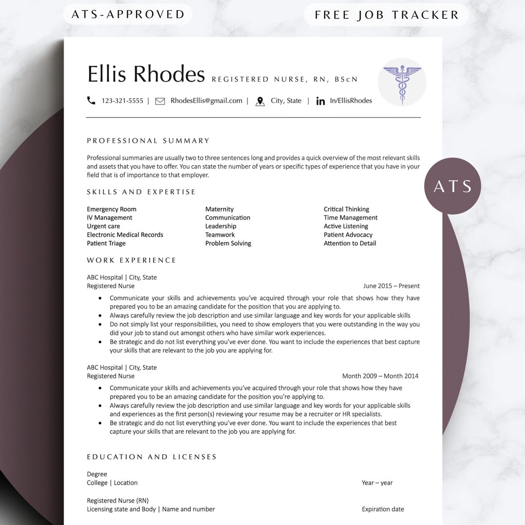ATS Nurse Resume Template Google Docs Certified Medical CV Template for ...