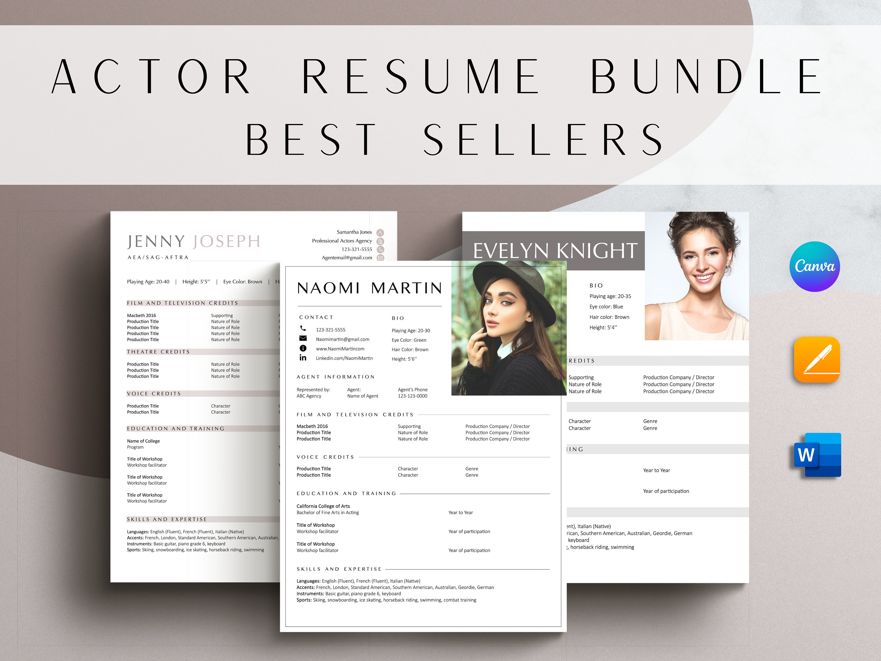 Actor Resume Bundle Canva Actor Resume Templates Dancer Resume Musical ...