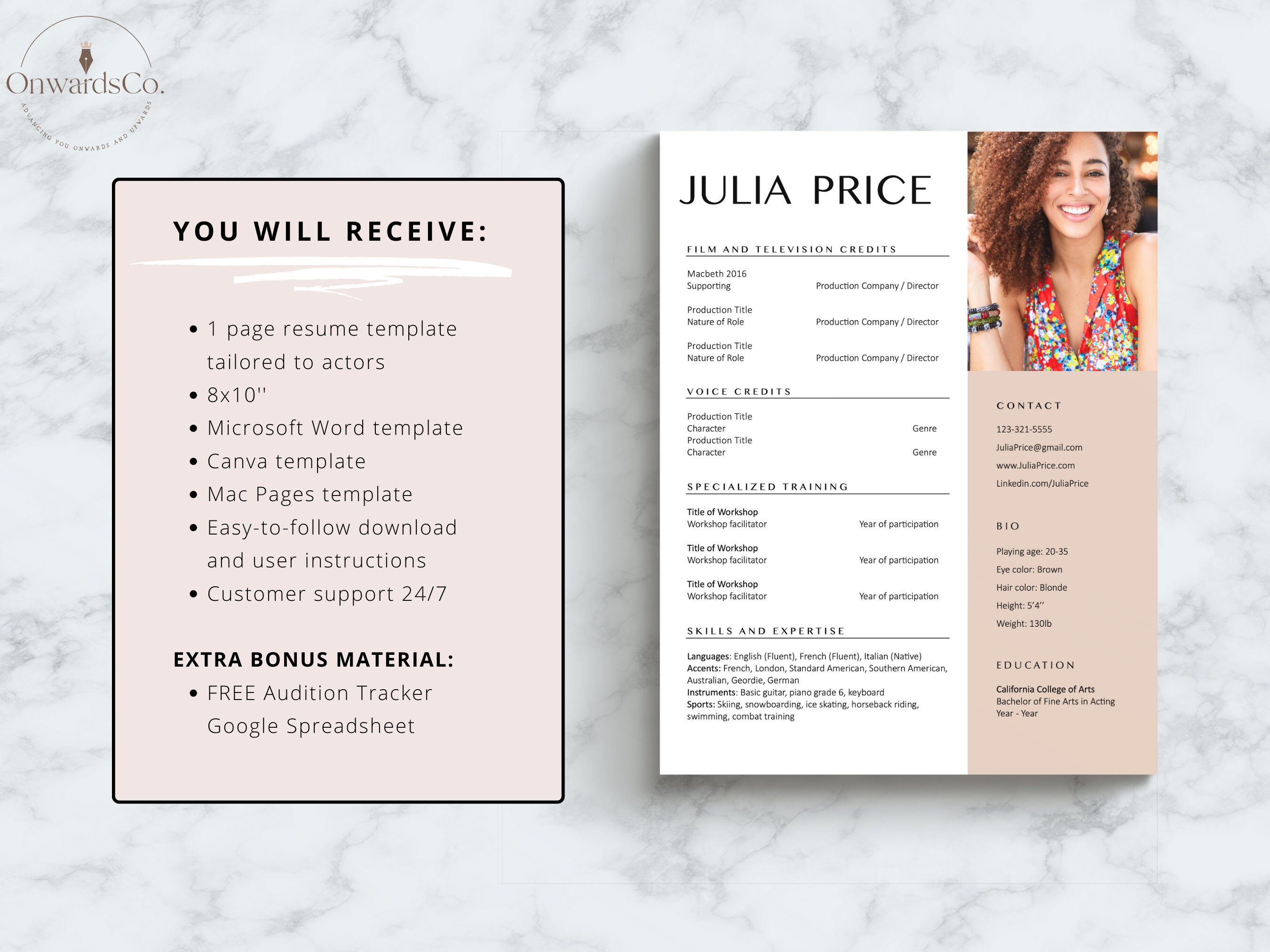 Professional Actor Resume Template Canva Editable 8x10 Child Actor ...