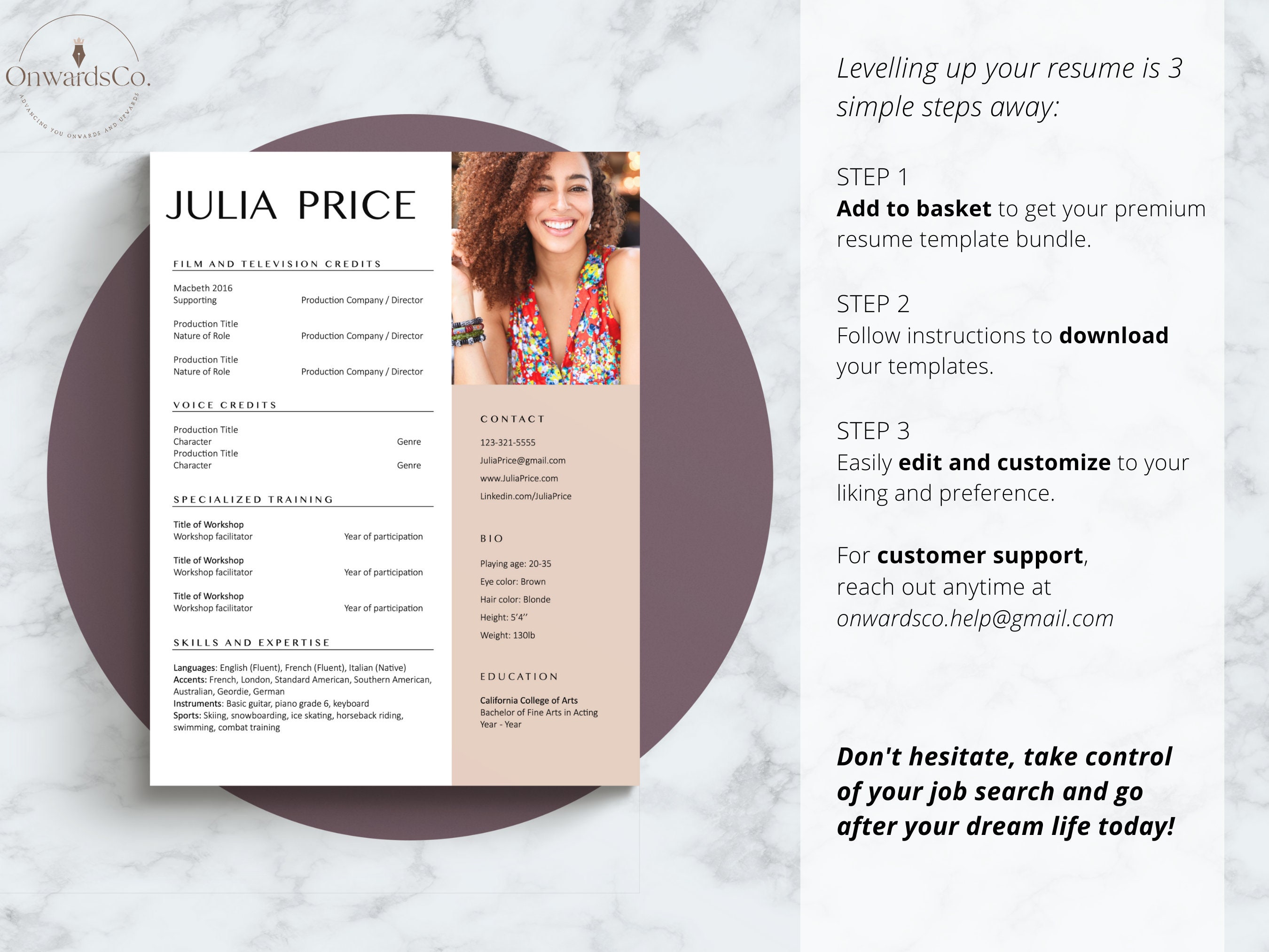 Professional Actor Resume Template Canva Editable 8x10 Child Actor ...