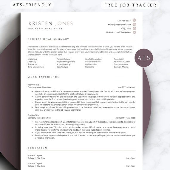 Modern ATS Resume Template Google Docs Corporate Job CV Data Analyst Resume Executive Assistant Curriculum Vitae Paralegal Tech Developers