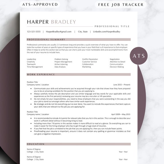 Resume Google Docs Modern Resume Design Curriculum Vitae Resume Template Word Data Analyst CV Template Executive Assistant ATS Resume Clean