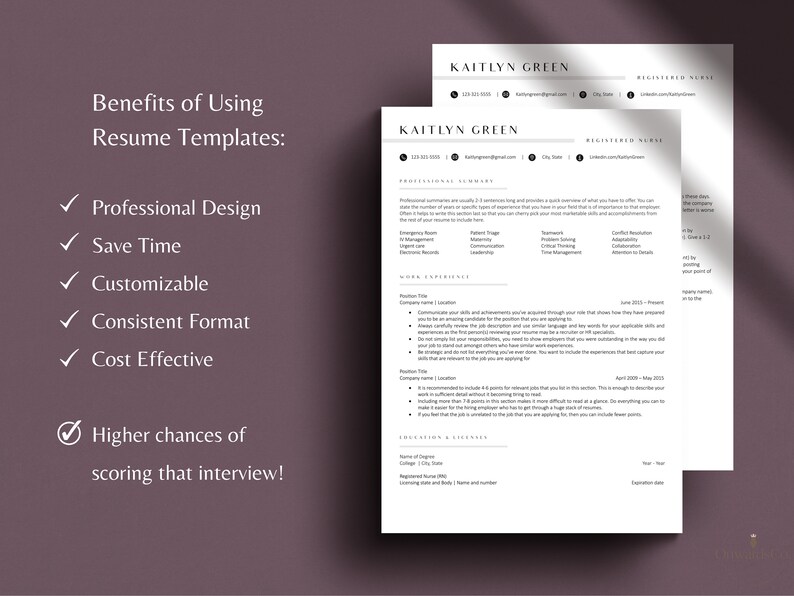 New Grad RN Resume 2 page Nursing Resume Template ats compliant RN Resume Template Google Docs  Nurse CV Template Medical Resume Modern