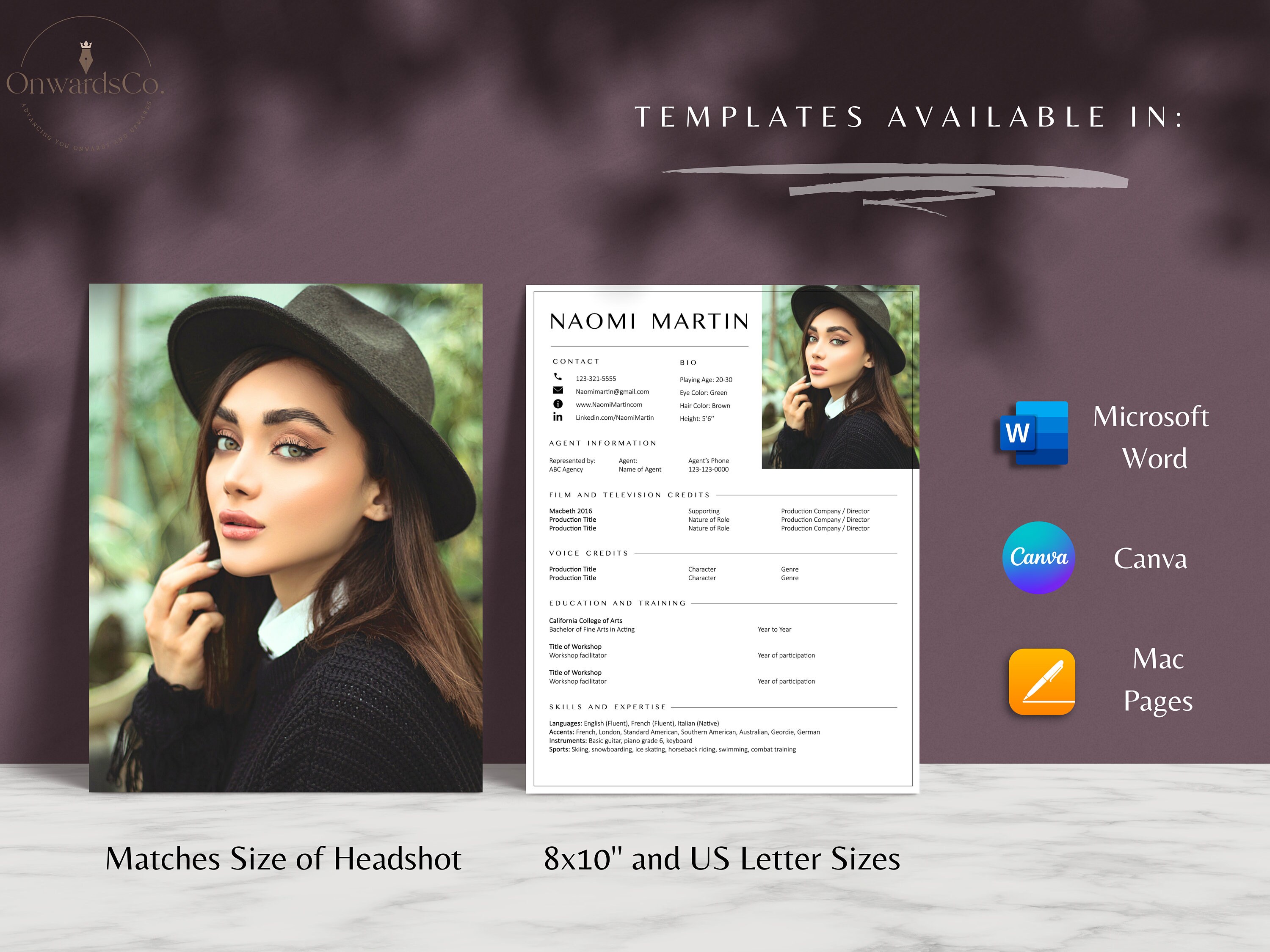 8x10 Actor Resume Template Musical Theatre Resume Canva Template for ...