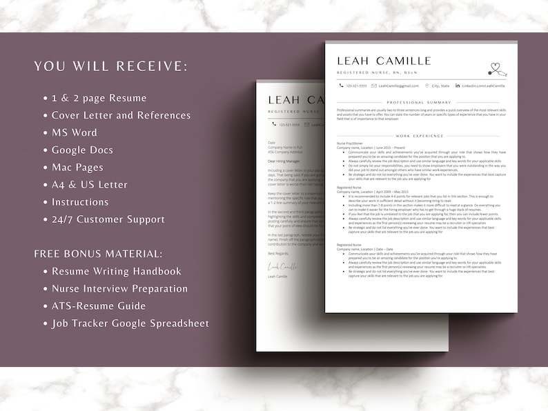 ATS Friendly Nurse Resume Template For Google Docs Resume Word Template Medical Assistants Resume Registered Nurse Practitioner Graduate CV
