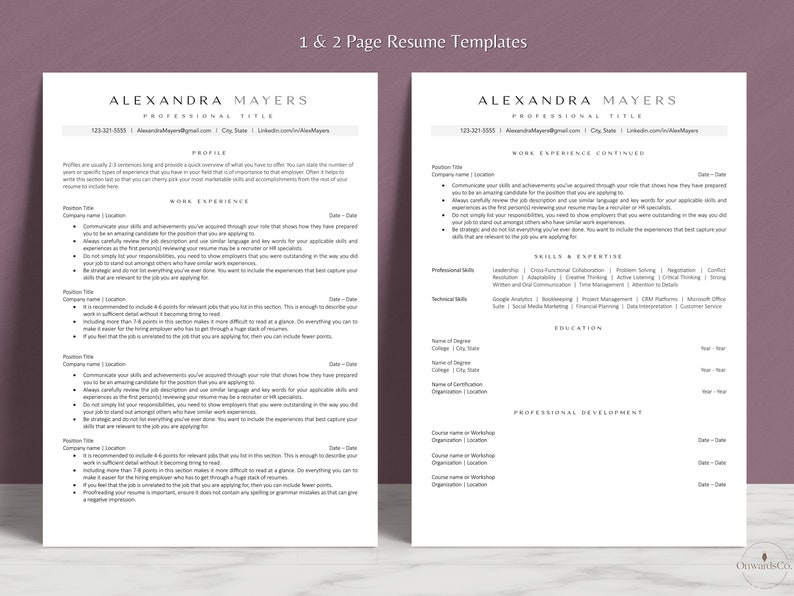 CV Resume Template Google Docs ATS Friendly Modern Resume CV Template ...