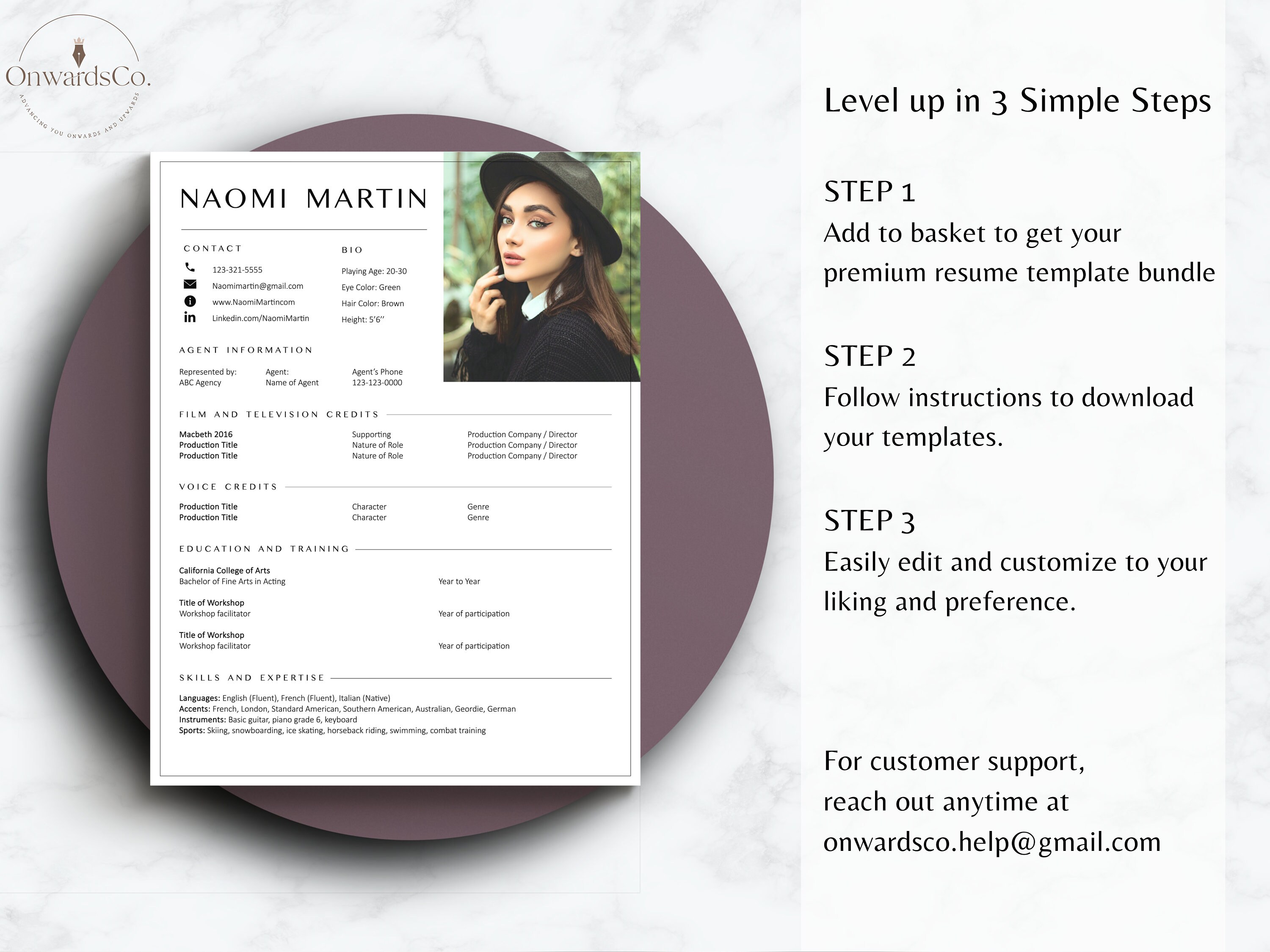 8x10 Actor Resume Template Musical Theatre Resume Canva Template for ...