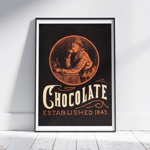 Chocolade, vintage poster, digitale download