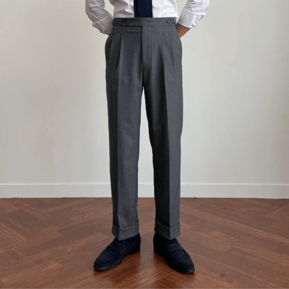 Signature Double-pleated Suit Pants Grey - Etsy