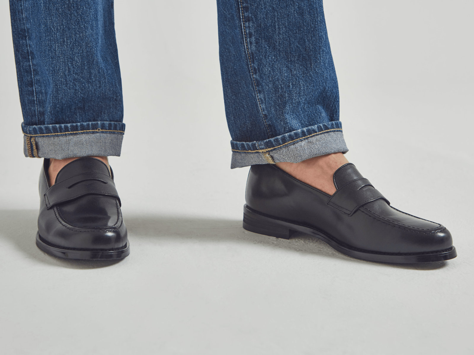 ローファー・オックスフォード JOSEPHT SHANGHAI VIBRAM JOS001 JOSEPHT Shanghai Black Leather Penny Loafers Classic Dress