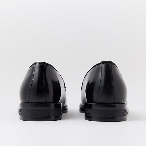 JOSEPHT Shanghai Black Leather Penny Loafers Classic Dress