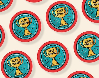 Keep Going! Children's School Stickers | Teaching Resources | Teachers Writing Stationary Reward Classroom Gift | 40 Stickers | Trophy