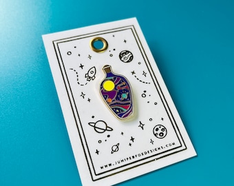 Space Galaxy Hard Enamel Glitter Pin - Simplistic Cute Fantasy Sci Fi Solar System Gift Wonders of the World Collection
