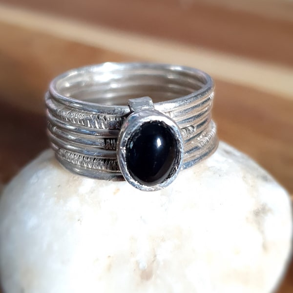 Bijoux touareg bague argent et Onyx pour femme