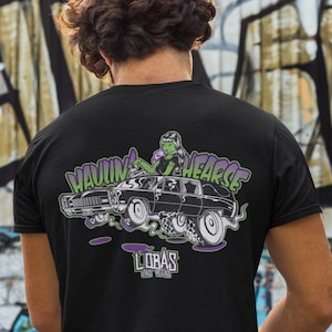 Haulin&#39; Hearse Unisex Tee | Psychobilly Rockabilly Monsters Rat Rod Lowbrow Kustom Kulture Horror Punk Graphic Shirts Fathers Day Gifts