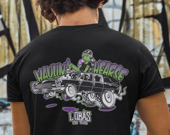 Haulin' Hearse Unisex Tee | Psychobilly Rockabilly Monsters Rat Rod Lowbrow Kustom Kulture Horror Punk Graphic Shirts Fathers Day Gifts