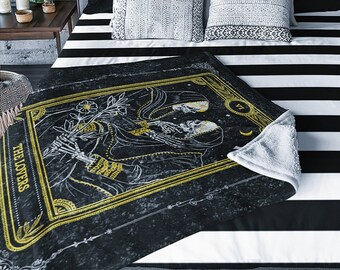 The Lovers Crushed Velvet Throw Blanket | Tarot Goth Celestial Whimsigoth Romantic Skeleton Skull Bedding Home Decor Valentines Day Gifts