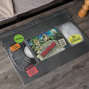 Your Pick Horror VHS Area Rugs 36&quot; x 24&quot; | 80s 90s Movie Tape Gifts Unique Funny Goth Punk Aesthetic Home Decor Door Bath Welcome Mat Gifts