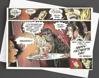 Creepshow Vatertags Grußkarten | Kuchen Retro Horror Comic Spooky Goth Punk Alternative einzigartig Postkarten Papa Geschenke Geschenke für Ihn