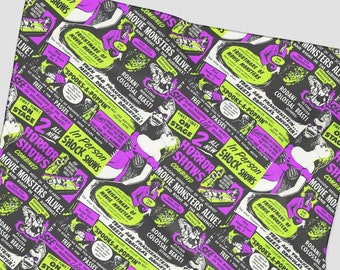 Movie Monsters Alive! Horror Spook Show Chiffon Scarf | Movie Monsters Psychobilly Vintage Pin Up Hair Accessories Headband Bandana