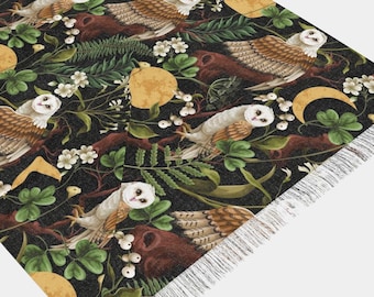 Lichte maansjaal uil | Gothic Forest Fairy Cottagecore Witchy Occult Whimsigoth Herfst Herfst Kerst Sjaal Hip Sjaal Sarong Cadeaus Cadeaus