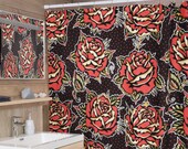 SAILOR JERRY シャワーカーテン Rose Tattoo Shower Curtains | Traditional American Sailor Jerry