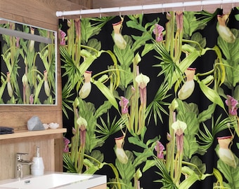 Carnivorous Plants Shower Curtains | Botanical Mystical Whimsigoth Bohemian Goth Oddity Unique Eccentric Tiki Bathroom Home Decor Gifts