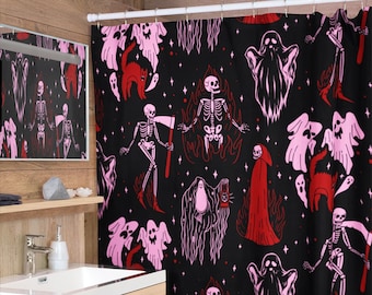 Rose Tattoo Print Shower Curtain | Vintage Traditional American