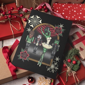 Cartões do feriado do Nutcracker dos monstro de <br> Entrega Rápida? Filme de terror Frankenstein Drácula Wolfman Psychobilly Tattoo inspirado em presentes de Natal