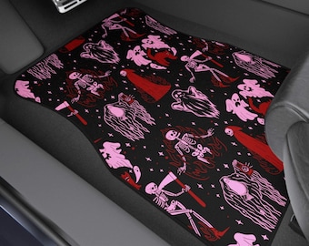 Alfombrillas de coche con estampado de Reaper / Alternativa gótica, punk, terror, demonio, calavera, fantasma, tatuaje, personalizadas, para camioneta, SUV, protección para el suelo del automóvil, regalo único