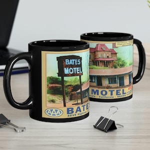 Bates Motel Mug, 11oz or 15oz | Psycho Alfred Hitchcock Vintage Retro Horror Movie Film Unique Kitchen Office Gifts Props Cups Fathers Day