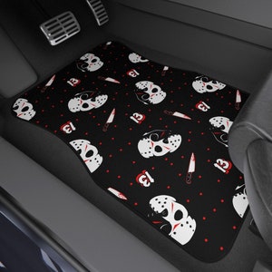 Friday the 13th Print Car Mats | Goth Punk Horror Alternative Jason Personalized Truck SUV Automotive Floor Protection Gifts
