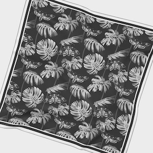 Death's-Head Moth Monstera Chiffon Scarf | Whimsigoth Witchy Gothic Vintage Pin Up Style Hair Accessory Headband Bandana Neckerchief Gift