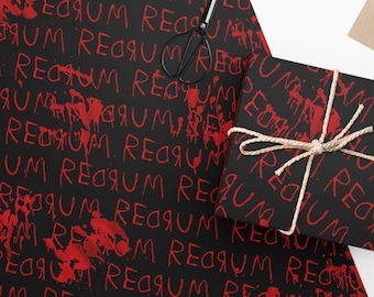 Bloody Redrum Wrapping Paper | Shining Jack Torrance Overlook Hotel Horror Movie Christmas Birthday Anniversary Wedding Present Gift Wrap