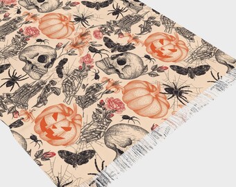 Lichte sjaal Halloween Everyday Sketches | Boho Whimsigoth Cottagecore Witchy Goth Vintage herfst herfst sjaal Hippe sjaal Cadeau Cadeaus